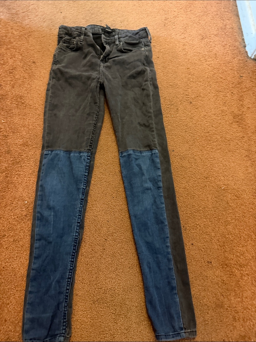 Forever 21 Two-Tone Black and Blue Skinny Jeans